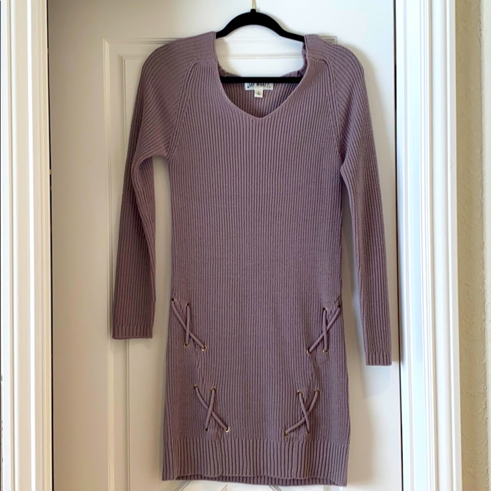 Lavender sweater dress with rope design